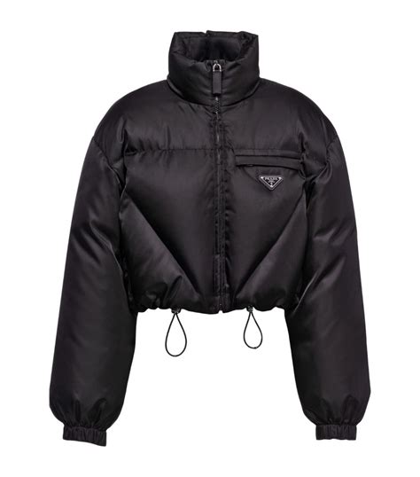 black prada puffer jacket cropped|prada cashmere puffer jacket.